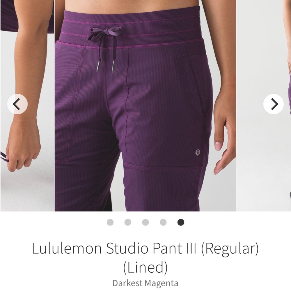 Lululemon Studio Lined Pant III Darkest Magenta 28”